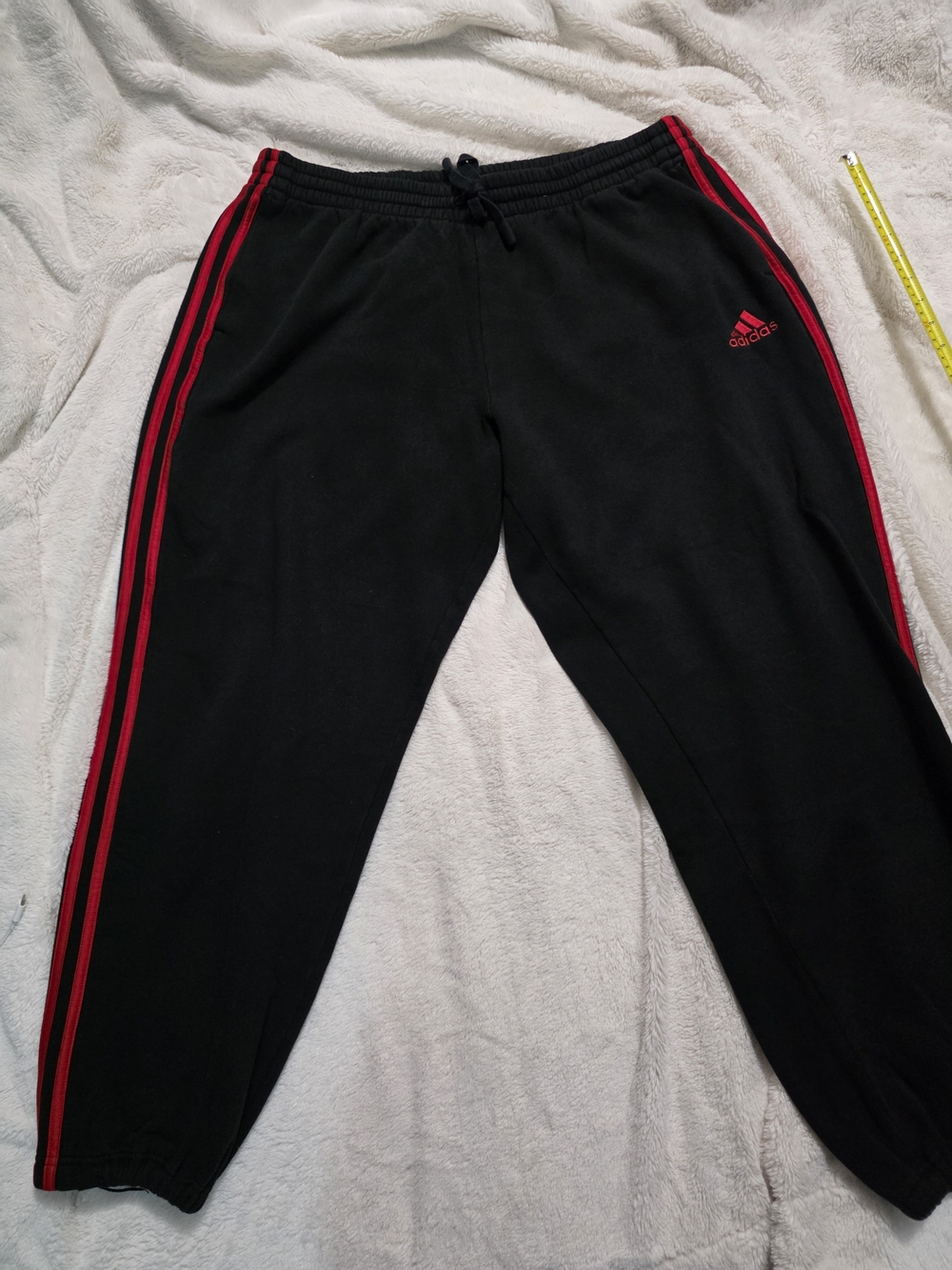 adidas Black Joggers with Red Stripe
